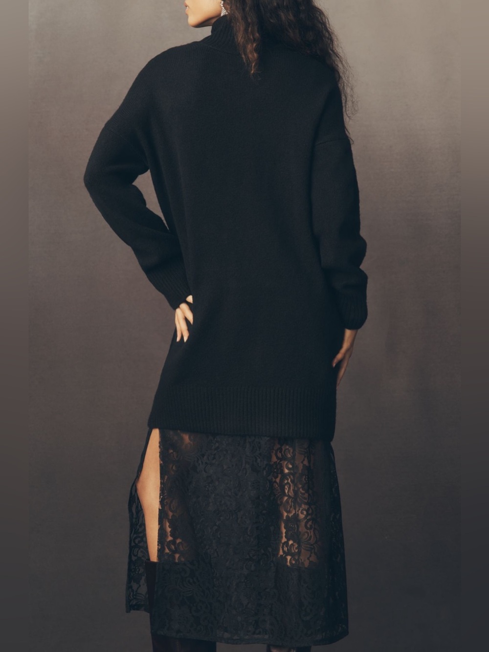 By Anthropologie Sweater Lace Twofer Midi Dress - Picture 2 of 7